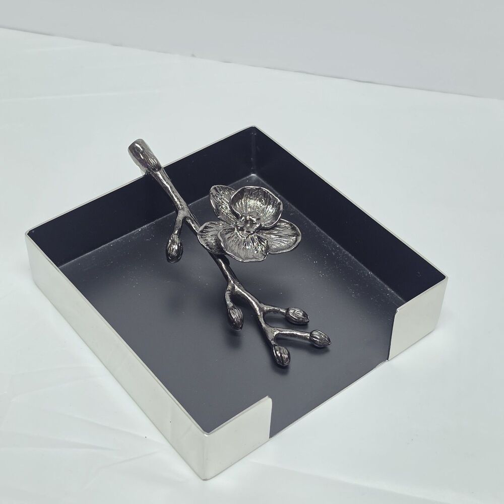 Michael Aram Black Orchid Cocktail Napkin Holder 5.25 X 5.25 X 1.25